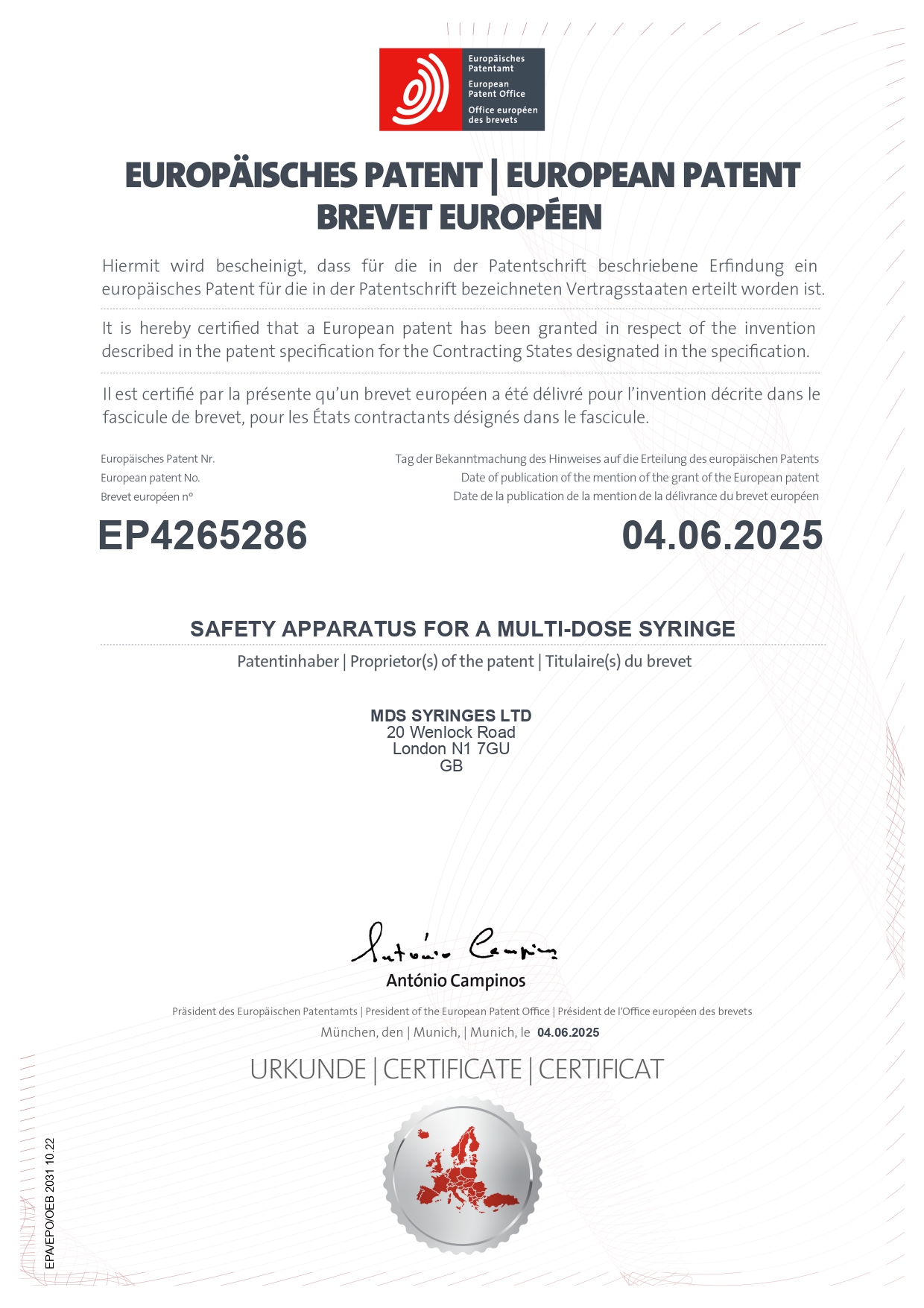European Certificate of Grant_page-0001